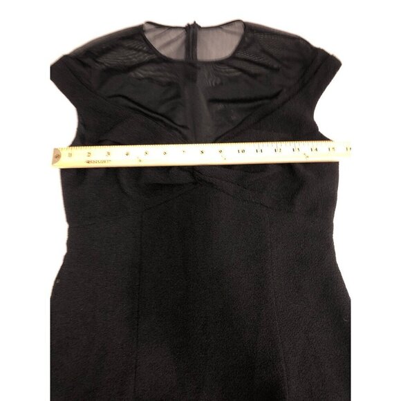 David Meister Little Black Dress Size 4 Sheer Top Short Sleeve Chic Classic USA - Picture 6 of 12